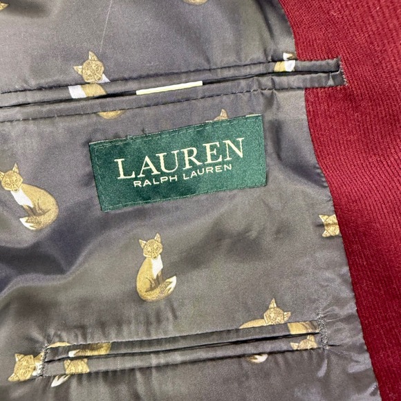 LAUREN Ralph Lauren Mens Corduroy Blazer Jacket Burgundy‎ 43S charm Class preppy - Picture 4 of 16